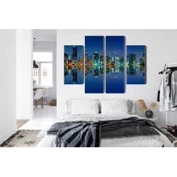 Mehrteiliges Bild Panorama Von Miami Bei Nacht