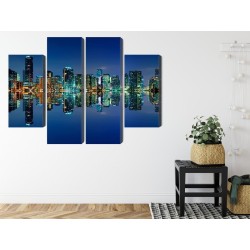 Mehrteiliges Bild Panorama Von Miami Bei Nacht