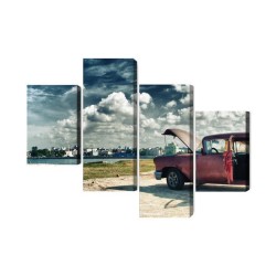 Mehrteiliges Bild Panoramablick Auf Havanna Und Den Malecon
