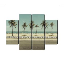 Mehrteiliges Bild Palmen Am Strand Von Ipanema In Rio De Janeiro