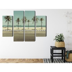 Mehrteiliges Bild Palmen Am Strand Von Ipanema In Rio De Janeiro