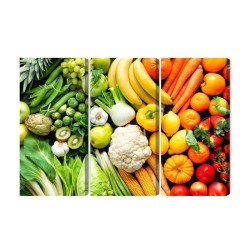 Mehrteiliges Bild Obst Und Gemüse In Regenbogenfarben