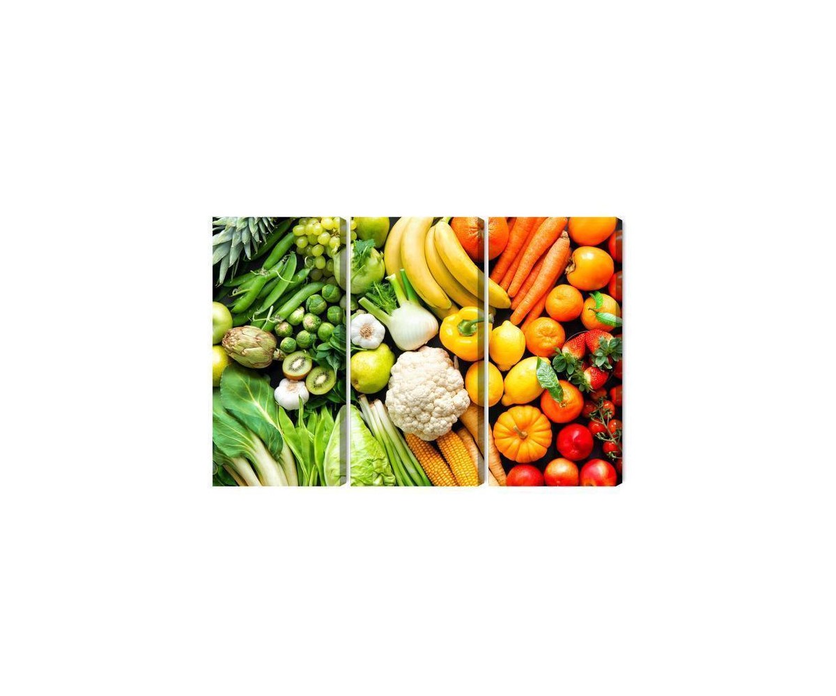 Mehrteiliges Bild Obst Und Gemüse In Regenbogenfarben