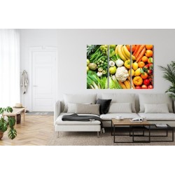 Mehrteiliges Bild Obst Und Gemüse In Regenbogenfarben