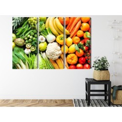 Mehrteiliges Bild Obst Und Gemüse In Regenbogenfarben