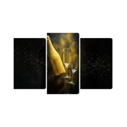 Mehrteiliges Bild Goldene Flasche Champagner
