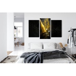 Mehrteiliges Bild Goldene Flasche Champagner