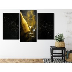 Mehrteiliges Bild Goldene Flasche Champagner