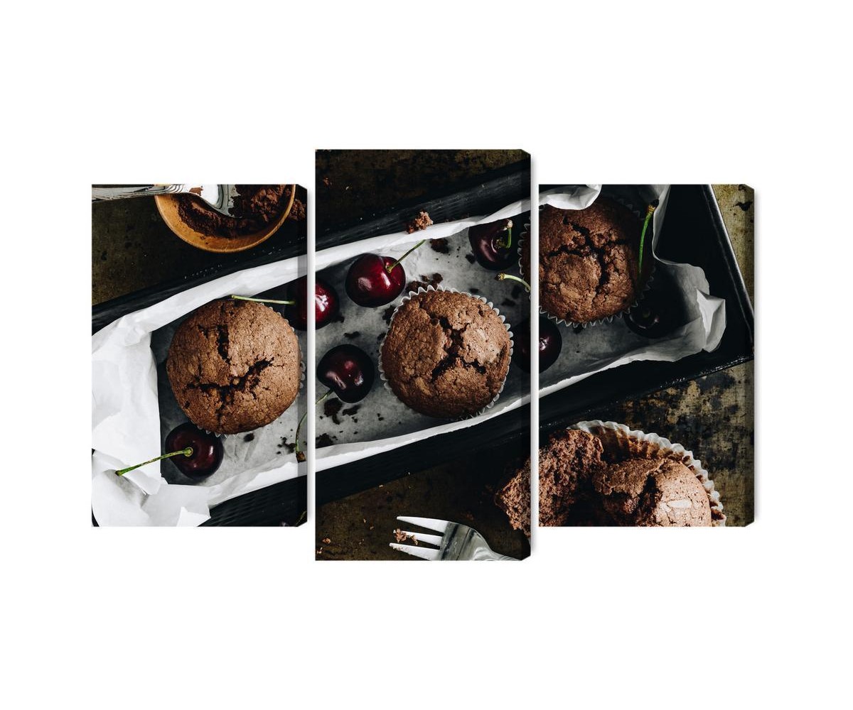 Mehrteiliges Bild Muffins Mit Kirschen