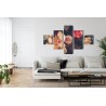 Mehrteiliges Bild Mehrfarbige Blumen Im Vintage-Stil