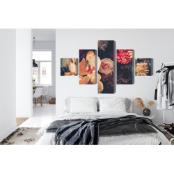Mehrteiliges Bild Mehrfarbige Blumen Im Vintage-Stil