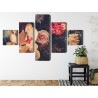 Mehrteiliges Bild Mehrfarbige Blumen Im Vintage-Stil