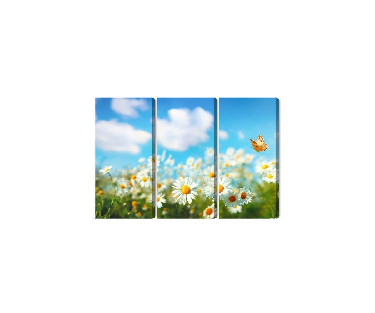 Mehrteiliges Bild 3D-Gänseblümchenfeld