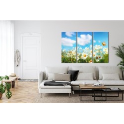 Mehrteiliges Bild 3D-Gänseblümchenfeld
