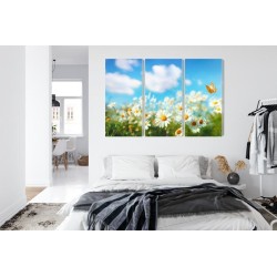 Mehrteiliges Bild 3D-Gänseblümchenfeld