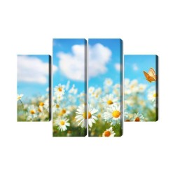 Mehrteiliges Bild 3D-Gänseblümchenfeld