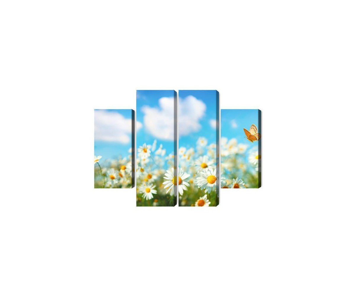Mehrteiliges Bild 3D-Gänseblümchenfeld