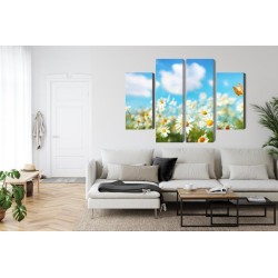 Mehrteiliges Bild 3D-Gänseblümchenfeld