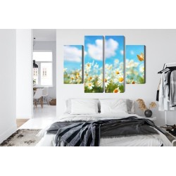 Mehrteiliges Bild 3D-Gänseblümchenfeld