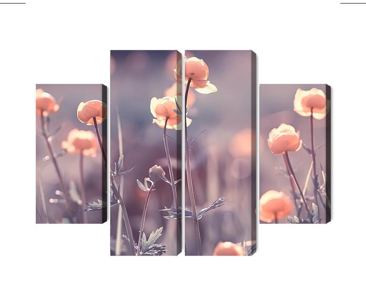 Mehrteiliges Bild Frühlingsblumen 3D