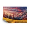 Fototapete Awesome Alpine Highlands In Sunny Day. Scenic Image Of Fairy-Tale Landscape With Colorful Sky Under Sunlit  O