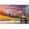 Fototapete Awesome Alpine Highlands In Sunny Day. Scenic Image Of Fairy-Tale Landscape With Colorful Sky Under Sunlit  O