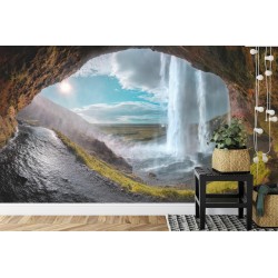 Fototapete Wasserfall-Höhle