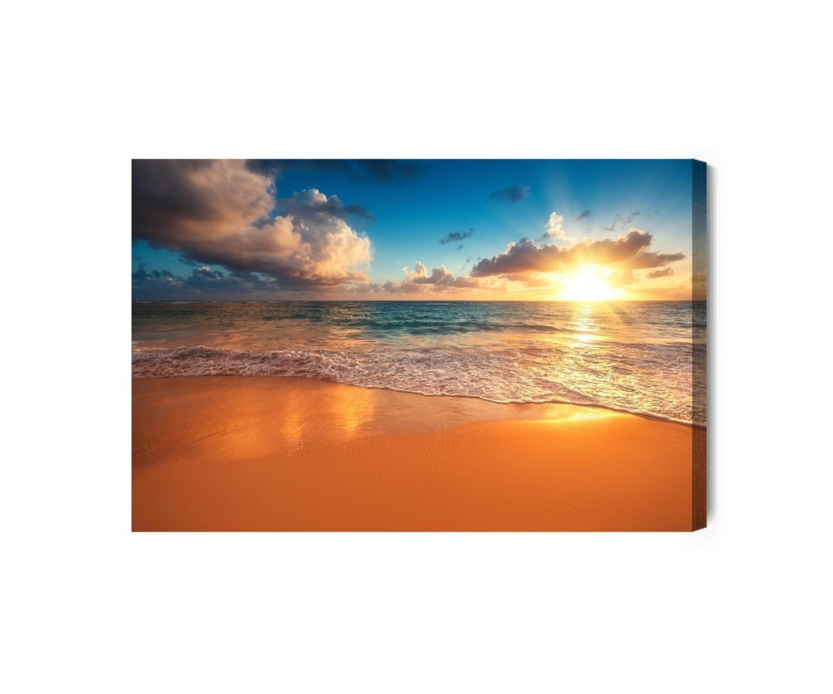 Leinwandbild Sonnenuntergang Am Strand