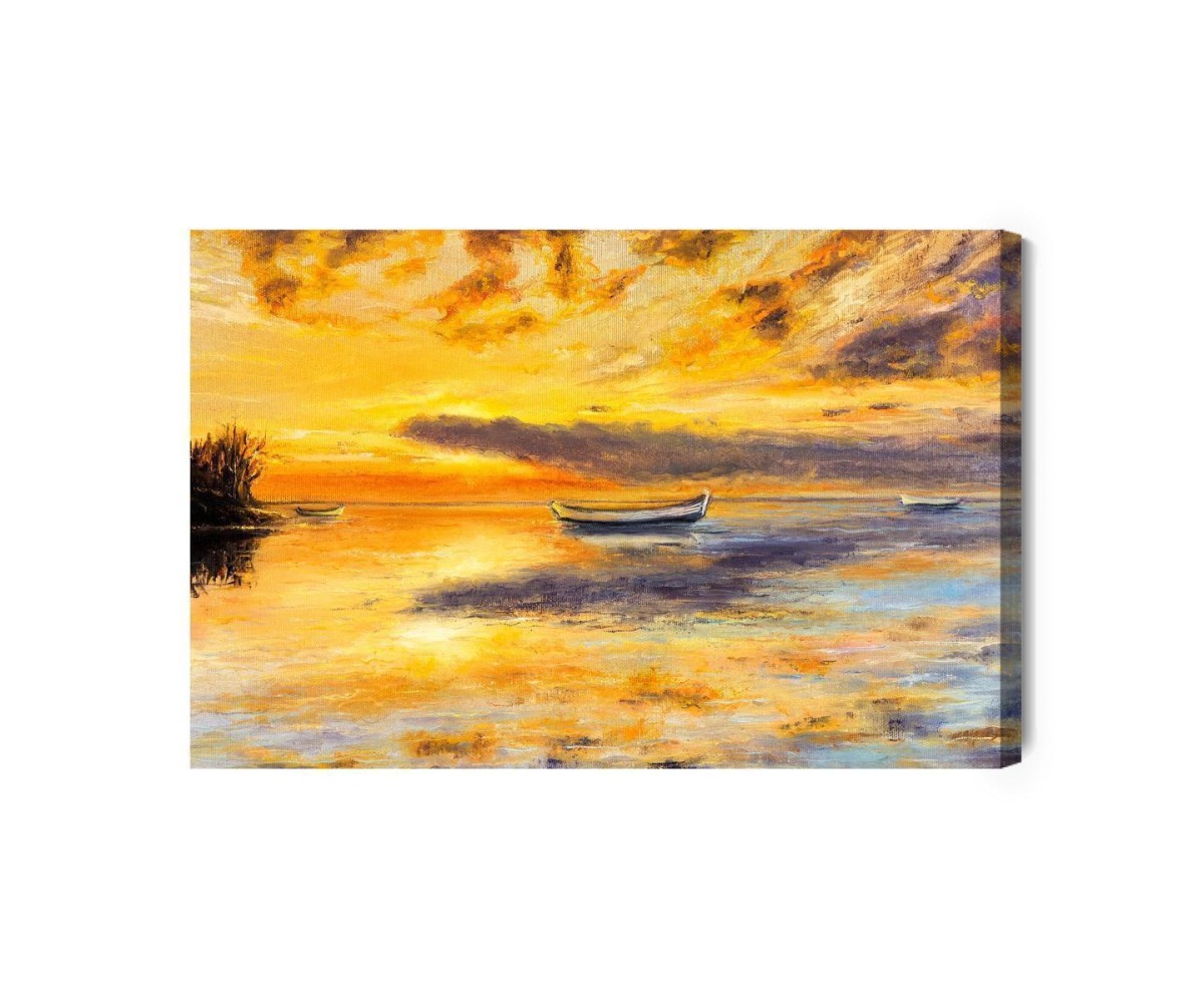 Leinwandbild Sonnenuntergang Auf Ruhiger See