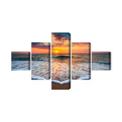 Mehrteiliges Bild Sonnenuntergang Auf Dem Meer 3D