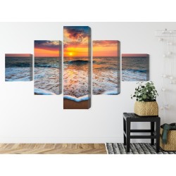 Mehrteiliges Bild Sonnenuntergang Auf Dem Meer 3D