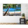 Mehrteiliges Bild Tropischer Strand Mit 3D-Palme