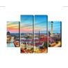 Mehrteiliges Bild Bunter Himmel Und Berlin-Panorama
