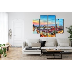 Mehrteiliges Bild Bunter Himmel Und Berlin-Panorama