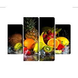 Mehrteiliges Bild Obst Mit Einem Spritzer Wasser