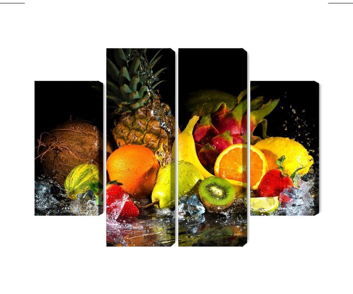 Mehrteiliges Bild Obst Mit Einem Spritzer Wasser