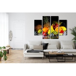 Mehrteiliges Bild Obst Mit Einem Spritzer Wasser