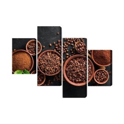 Mehrteiliges Bild Gemahlener Kaffee Und Bohnen