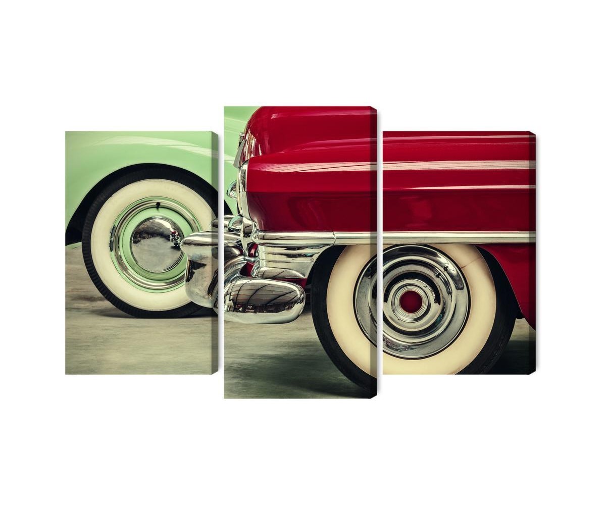 Mehrteiliges Bild Stilvolle Oldtimer-Räder