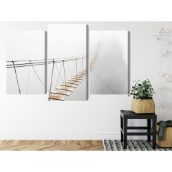 Mehrteiliges Bild Hängebrücke Im Nebel