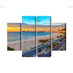Mehrteiliges Bild Sonnenaufgangsansicht Von Copacabana-Strand Und Avenida