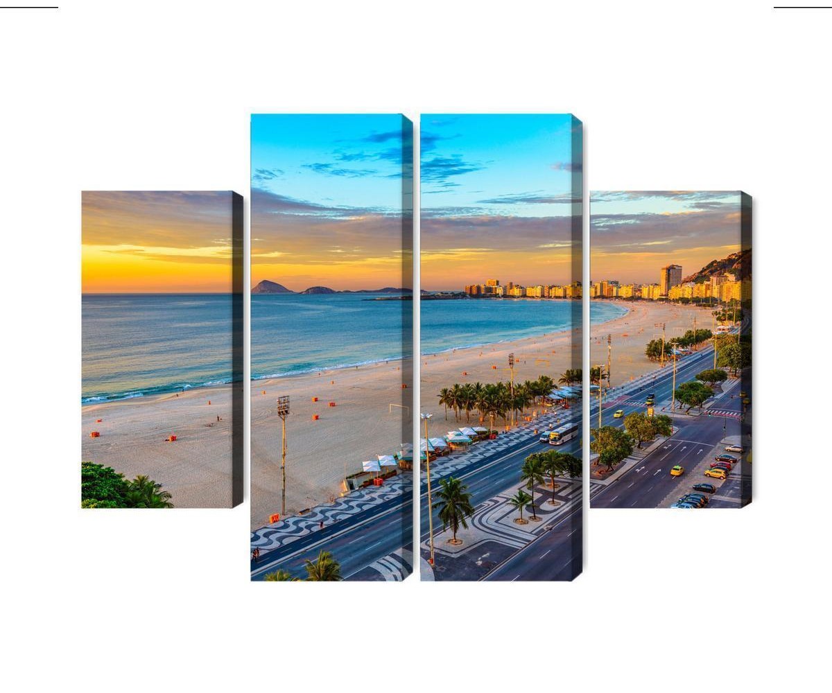 Mehrteiliges Bild Sonnenaufgangsansicht Von Copacabana-Strand Und Avenida