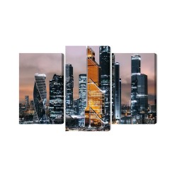 Mehrteiliges Bild Panorama Des Moskauer Stadtzentrums Und Der Wolkenkratzer