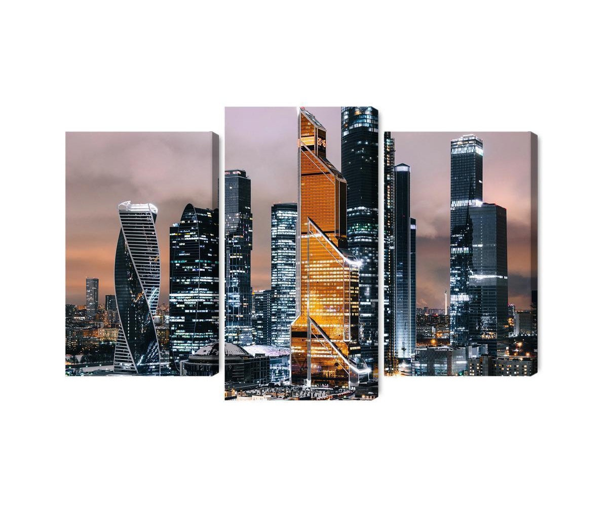 Mehrteiliges Bild Panorama Des Moskauer Stadtzentrums Und Der Wolkenkratzer