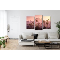 Mehrteiliges Bild Innenstadt Von Los Angeles Bei Sonnenuntergang