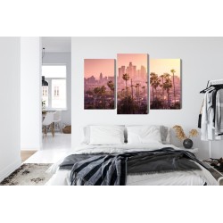 Mehrteiliges Bild Innenstadt Von Los Angeles Bei Sonnenuntergang
