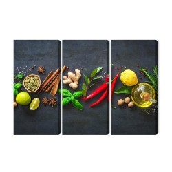 Mehrteiliges Bild Frische Aromatische Gewürze