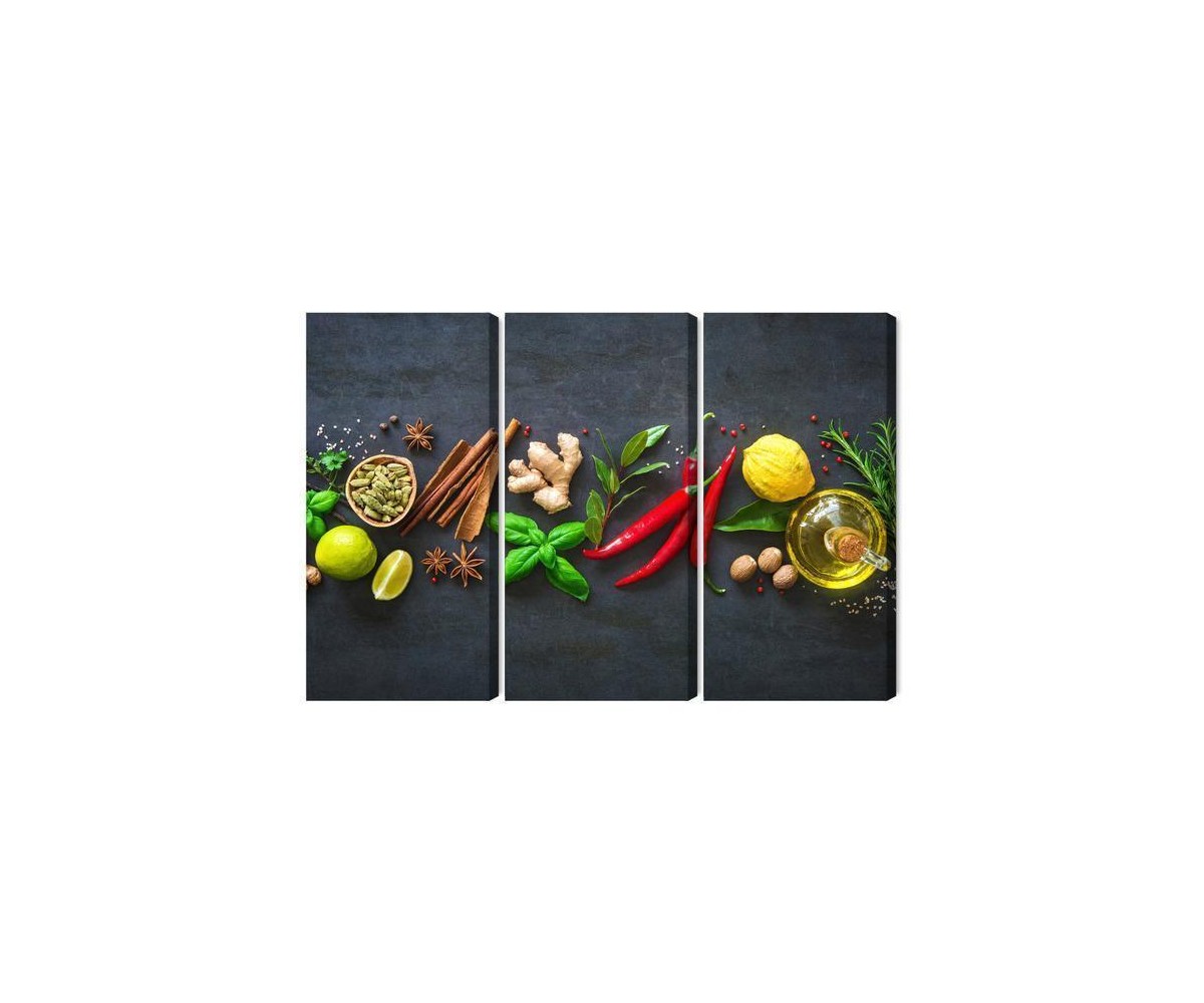Mehrteiliges Bild Frische Aromatische Gewürze