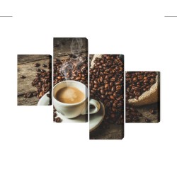 Mehrteiliges Bild Eine Tasse Heißen Kaffee