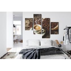 Mehrteiliges Bild Eine Tasse Heißen Kaffee